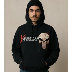 Graphic Band Style Black Valentines Massacre Skull Hoodie Jerzees Size XL